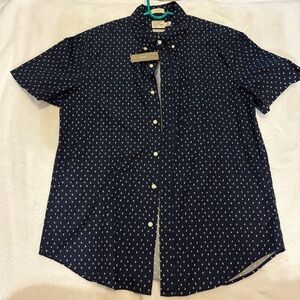 J. Crew Dark Blue Men's Casual Shirt with White Pattern